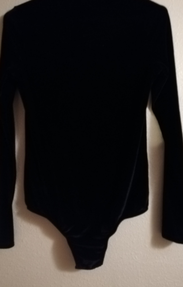 Velvet Navy Blue Turtleneck Bodysuit